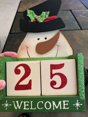 Hobby Lobby Snowman Christmas Countdown Calendar with Number Blocks-EUC